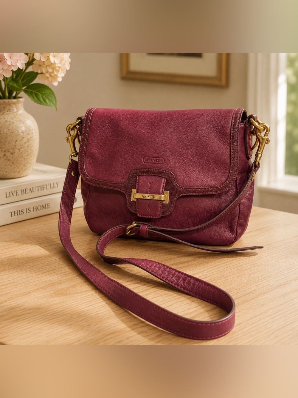 Coach Deep Burgundy Leather crossbody/shoulder Handbag 125206